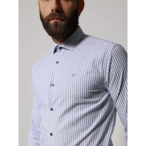 Life Style Butiken Ανδρικό Μακρυμάνικο πουκάμισο ριγέ LS133-8177 Μπλε